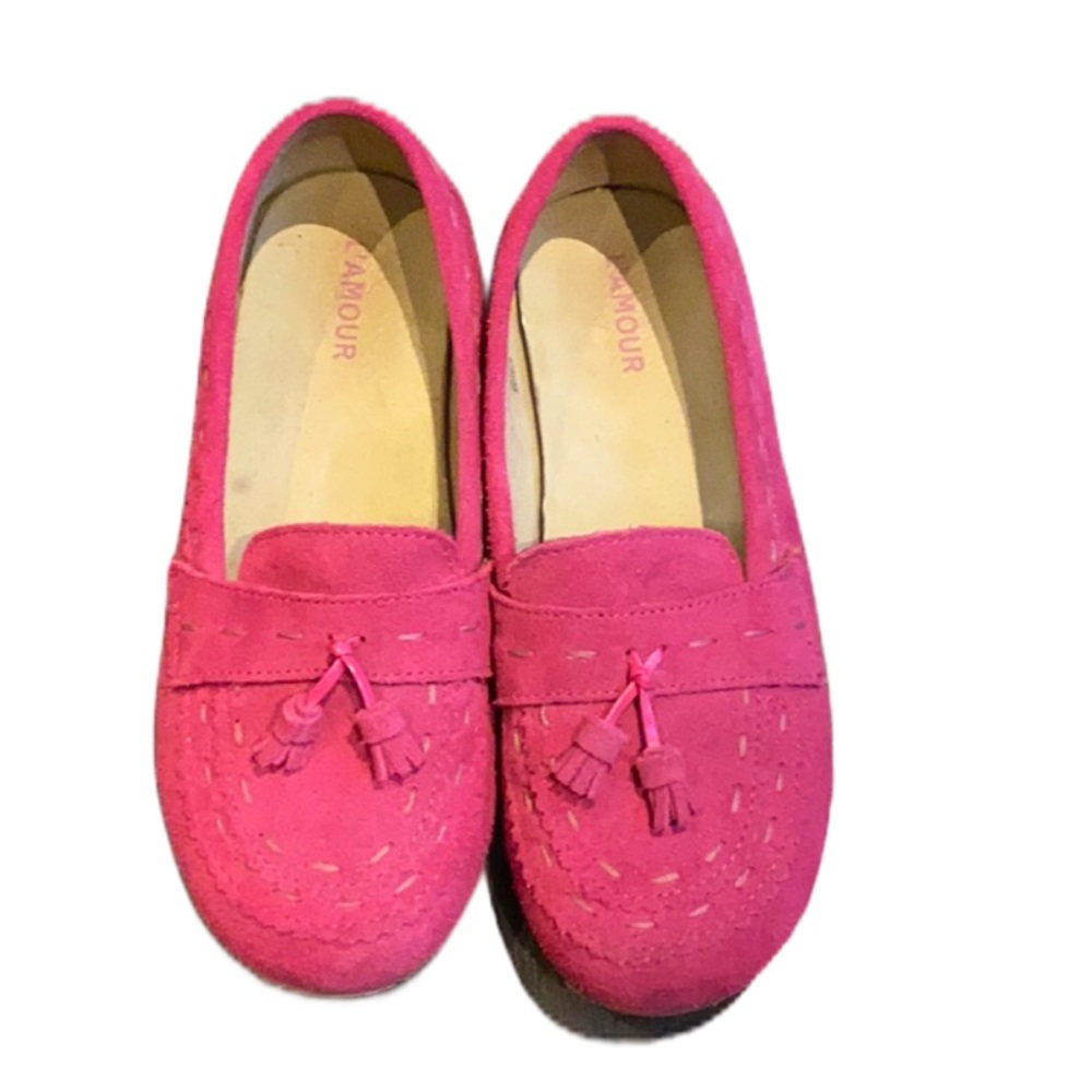 L’amour Girls Flats - pink suede - size 2